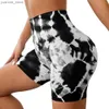 Yoga -outfits Nieuwe Tie Dye Yoga Shorts Women Push Up Sports Shorts Fitness Butt High Taille Booty Shorts Y240410