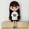 Nouvelle arrivée Blyth Doll Vêtements T-shirt blanc chat mignon et short noir pour blythe Barbie ob22 ob24 Azone Dolls Accessoires