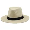 Fashion Summer Women Men Paglie Sun Cappello con ampio Panama per la spiaggia Fedora Jazz taglia 5658 cm 240410