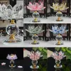 Bloque de cristal Lotus Flower Big Talight Candle Stand Supar Candlesticks