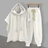 2023 Spring Fashion Tshirt Suit Mens Allmatch Hooded Vest Boutique Clothing Simple Style 240409