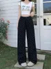 Kvinnors jeans vår sommarpolka prick lång rak pant kvinnor hög midja mode casual damer byxor koreanska lösa kvinnliga byxor