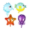 43pcs Numéro de papier d'aluminium Ballons Under Sea Ocean World Animaux Balloons Set 1st Boy Girl Joyeux anniversaire DÉCOR D'UN A ans