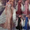 Exquisite Beaded Evening Dresses Glitter Sleevesless Satin Slit Side Formal Prom Dress Women Wedding Party Bridesmaid Gowns 240408