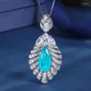 펜던트 목걸이 Eyika Water Drop Paraiba Tourmaline Palm Leaf Lecklace for Women Green Fusion 석재 칵테일 파티 Fine Jewelry Gift