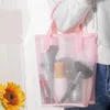 Storage Bags 1pcs Leisure Net Transparent Handbag Portable Large Capacity Outdoor Beach Travel Bag INS Lipstick Cosmetics