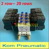 2 - 20 rij pneumatisch 5 may dubbele solenoïde klepblok 4V220-08 Plaat met fitting spruitstuk 12V DC 24V AC 110V 220V 5/2 24VDC