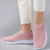 Fitness Shoes Women Crystal Bling Sneakers Summer Casual Breathable Knitted Sock Vulcanize Comfortable Slip On Flat Loafers