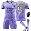 Soccer Jerseys 2022 Ballon D'or Winner Golden No. 9 Benzema Football Jersey Socks Real Madrid Home Away Special Edition