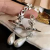 Designer Viviane Westwood Nana Same Empétique occidentale Dowager Saturn Ufo Pearl Orees Womens Classic Threedimensional Planet Water Drop Boucles d'oreilles 1-1