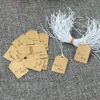 100Pcs/Lot 3x2cm Paper Tags Handmade Thank You Trendy Scallop Hang Tags Paper Packaging Labels With 100Pcs Strings Wholesale