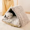 Winter Katzenhundbettkatze Hausprodukte Haustier Zelt gemütlich Höhle Langes Plüsch -Haustier -Katzenbett warmes Haustierkorb faltbares Katzenzelt