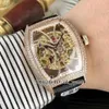 Высококачественный 8880 B S6 SQT D Мужская коллекция Diamond Bezel Skeleton Dial Tourbillon Automatic Mens Watch Rose Gold Case Leat201W