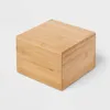 Cajas de almacenamiento Organizador de bambú de bambú Soporte de belleza cuadrado Bandeja de tapa con bisagras