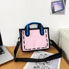 Bolsa de grife de designer elemento quadrático Canvas Saco de desenho animado bolsa 2d 3d Bolsa de tendência divertida Bolsa de animação de têndos Bolsa de estilo Mulheres Bolsa de ombro à prova d'água bolsa