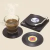 6pcs record record sottobicchieri con berretto di disco in vinile anti-slip Creative Koffie Mok Cup Onderzetters Hittebestendig Pads