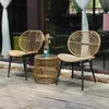 Rattan Chair Three Piece Set Balcony Table Villa Hotel Courtyard Rattan Armrest Chair Outdoor Leisure Creative Outdoor Furniture