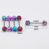 5pcs spray paint Acrylic Tongue Piercing Barbell Nipple Ring Surgical Steel Bar Colorful Tongue Ring Retainer Stud Jewelry 14G