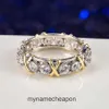 Top grade Designer rings for womens Tifancy Full Diamond Zircon Ring Fashion Versatile Light Luxury Cross shaped Ring Wheel Set Ring Original 1:1 With Real Logo