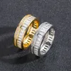 Hip Hop Topling Double Rows Ring Zircon 18K Cadeaux de bijoux plaques oraux réels