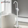 Witte badkuip douchekraan vloer staand douchekuip tuit single handle hot/cold water mixer tap badkamer douchekraan