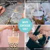 Eco-friendly Reusable Glass Wide straw Boba Drinking Straws Bubble Tea Straws for Smoothie Milkshakes Straws with Cleaning Brush