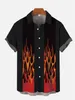 Camisas casuais masculinas 2024 Camisa de manga curta Hawaiian Beach Flame Print Lapela Top Grande Tamanho Logo