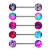 5pcs spray paint Acrylic Tongue Piercing Barbell Nipple Ring Surgical Steel Bar Colorful Tongue Ring Retainer Stud Jewelry 14G