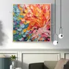 Textured Feather Oil Canvas Painting Abstract Colorful Leaves Hand Painted Wall Art Unique Living Room Decor Custom Colorful Painting Gift