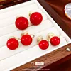 New Year's Red Pearl Mosquito Incense Plate Clip, Autumn Winter Simple High End, No Ear Hole Earrings, Fashionable and Elegant Style Earrings for Women