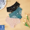 Bras 3Pcs/Pack Sexy Womens Lace Panties Underwear Lace Briefs S M L XL Transparent Floral Bow Soft Female Lingerie 240410