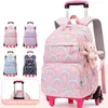 Rolling Schultaschen für Mädchen Rucksack Kinder wasserdichte Rucksäcke mit Rädern mittlerer Trolley Gepäck Ruck Pack 240328