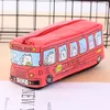 Okul otobüsü kalem kutusu, büyük kapasite, tuval araba kalem çantası, okul öğrenme aracı, turuncu, kırmızı, sarı, 12 adet