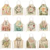 Nordiska stilblomma bokstäver Tryckta kök förkläden för kvinnor linne hemlagning bakning midja bib pinafore rengöringsverktyg 68*55 cm