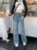 Женские джинсы High Street Lose Straight Woman Fashion Slim Casual Wickly Women Vintage Blue Holes Pants Женщины