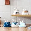 Kreatives japanisches Salz- und Pfefferschüttler, Keramikbehälter, Küchengewürzflasche, Gewürzglas, Gewürzglas, Lagerung