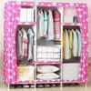 Super Large Family Waterproof Moisture Proof Garderob Armerad Bold Wood Closet Oxford Tyg helt innesluten Armoire