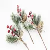 Branche à aiguille de pin bricolage artificiel Disposition d'arbre de Noël Christmas Cranberry Pine Cone Gift Box Bouquet Decoration