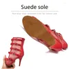 Dansschoenen DKZSYIM Women Hoge Heels Sexy Stilettos Latin Party Boots Red/Beige Salsa Dancing Ballroom Gilrs 2024