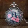 Pocket Watches Vintage Silver Quartz FOB Pocket Vivid Bird on the Tree met prachtige bloemenpatronen ketting hanger Pocket ES Y240410