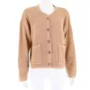 Kvinnors stickor Vintage Women Cardigan Top Single-Breasted Long Sleeve Round Neck Knit Commute Soft Pockets Lady Jacket