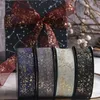 25 mm/5 meter Bronzing Crack Snow Snow Garen Linten Bouquet Cake Haar BOWS Geschenken Doos Verpakking Verjaardag Wedding Feest Kerstdecor