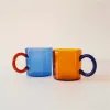 Tasse de café en verre coloré tasses en verre résistantes à haute température créatives nordiques Juice tasses à eau potable Verre de verre 250 ml