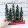 15/20 / 25 cm Mini arbre de Noël Pigin de neige blanche en plastique en bois miniatures figurines cadeaux de Noël ornements pour décoration de table d'accueil