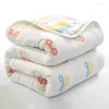 Blankets 90 100cm Soft Breathable Cotton Baby Blanket For Born 6 Layers Muslin Gauze Growth Quilt Bath Swaddle Wrap