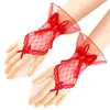 Korta bröllopshandskar Design Fishnet Bridal Gloves Kort spets brudvita hårtillbehör Transparent bröllopstillbehör Party