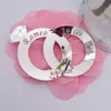 20Pieces Custom Groom and Bride Name Double Rings Wedding Decor Acrylic Mirror Sticker Praty Personalized Guest Gift with flower