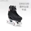 Inline rullskridskor högkvalitativa kohude läder rullskridskor skor patines glidande inline quad sneakers tränar 2 rad dubbel linje 4 hjul y240410