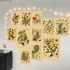 Botaniska örter växter blommor retro affisch vild växtstudie kraft papper diy vintage hemrum dekor estetisk konst väggmålning