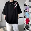 Heren t shirts bloem omhelzing t-shirt round kraag mannen vrouwen cool korte mouw t-shirts oversized streetwear paren Tees voor m-xxxxxll